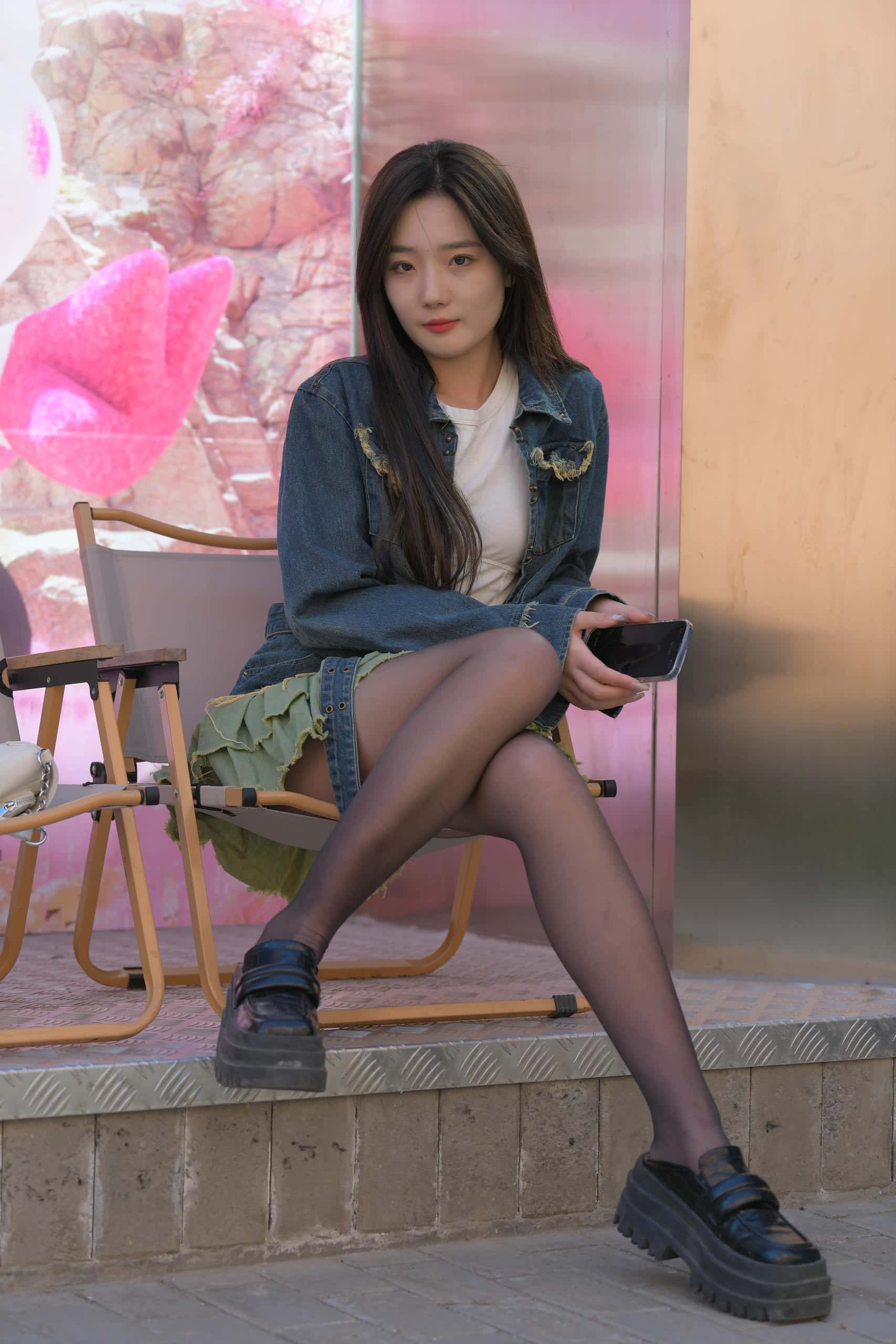 黑丝牛仔裙妹子，长得太标志了【750P】J3414-q图库摄影套图图片大全