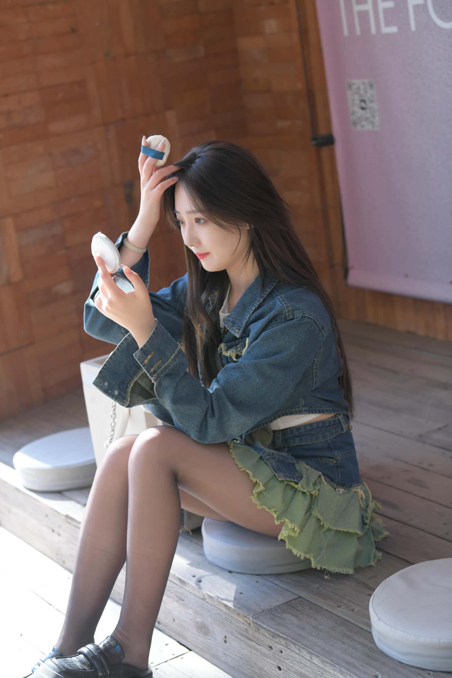 黑丝牛仔裙妹子，长得太标志了【750P】J3414-q图库摄影套图图片大全