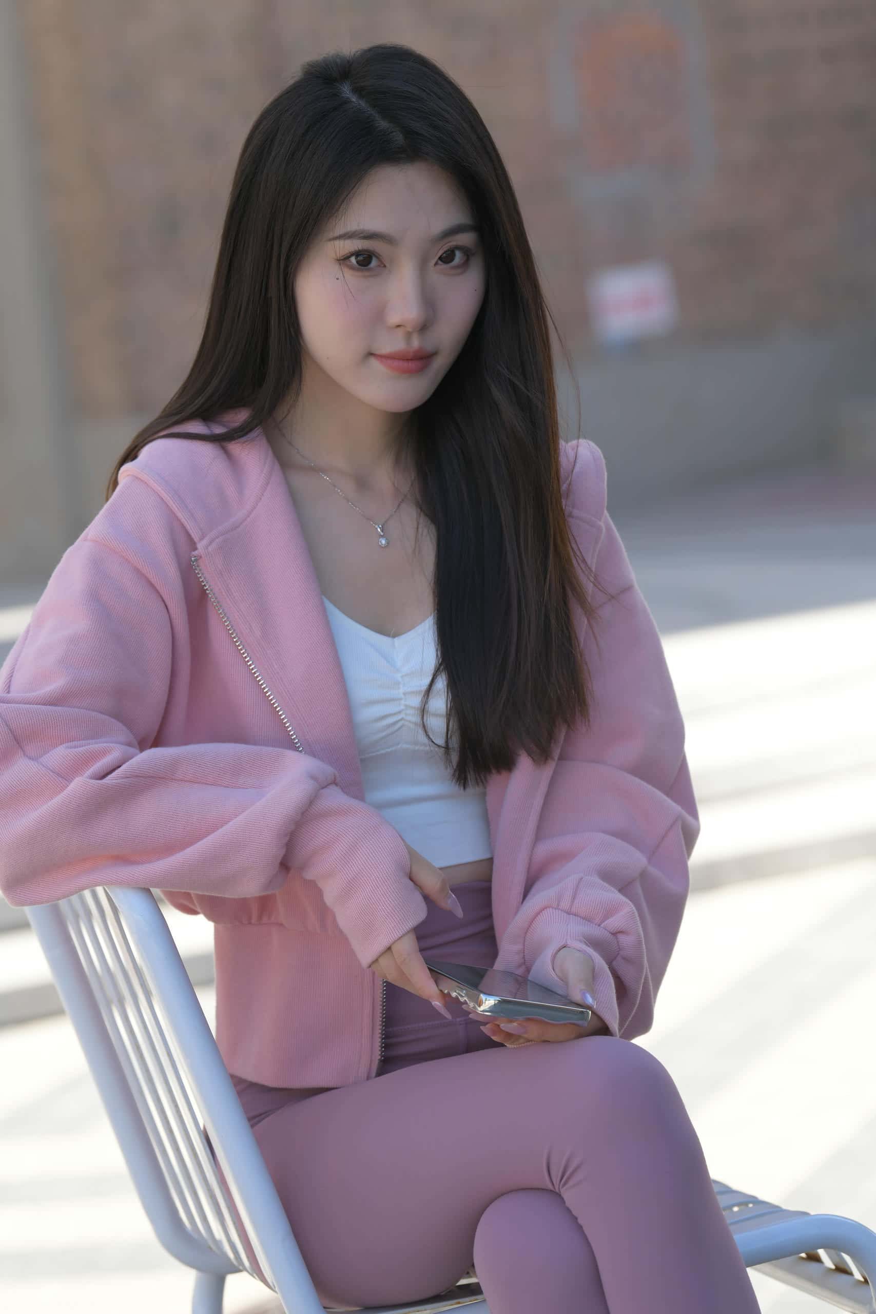 在外面拍照的粉色系女孩【653P】J6238-q图库摄影套图图片大全