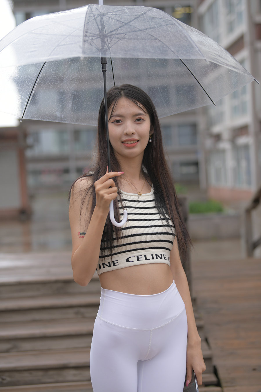 打伞的白色瑜伽裤女孩J2986 622P1V-22.06GB-q图库摄影套图图片大全