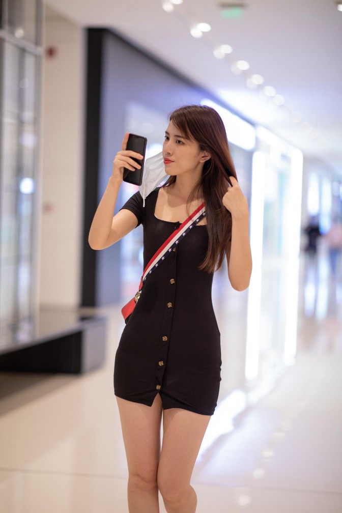 逛商场的黑色包臀裙美丽女孩【385P】00050-q图库摄影套图图片大全