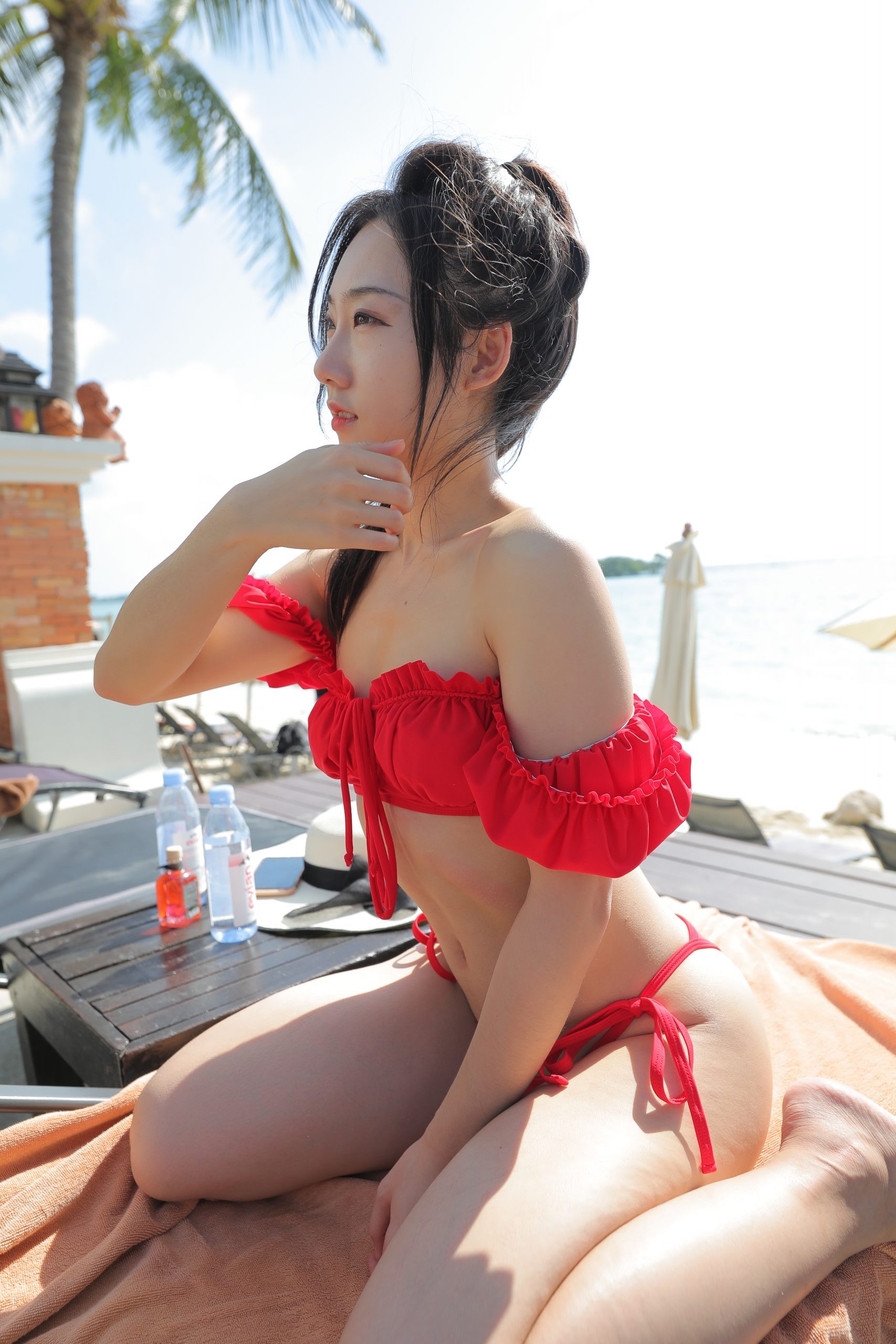 海边度假的红色比基尼小姐姐【364P】J0890-q图库摄影套图图片大全