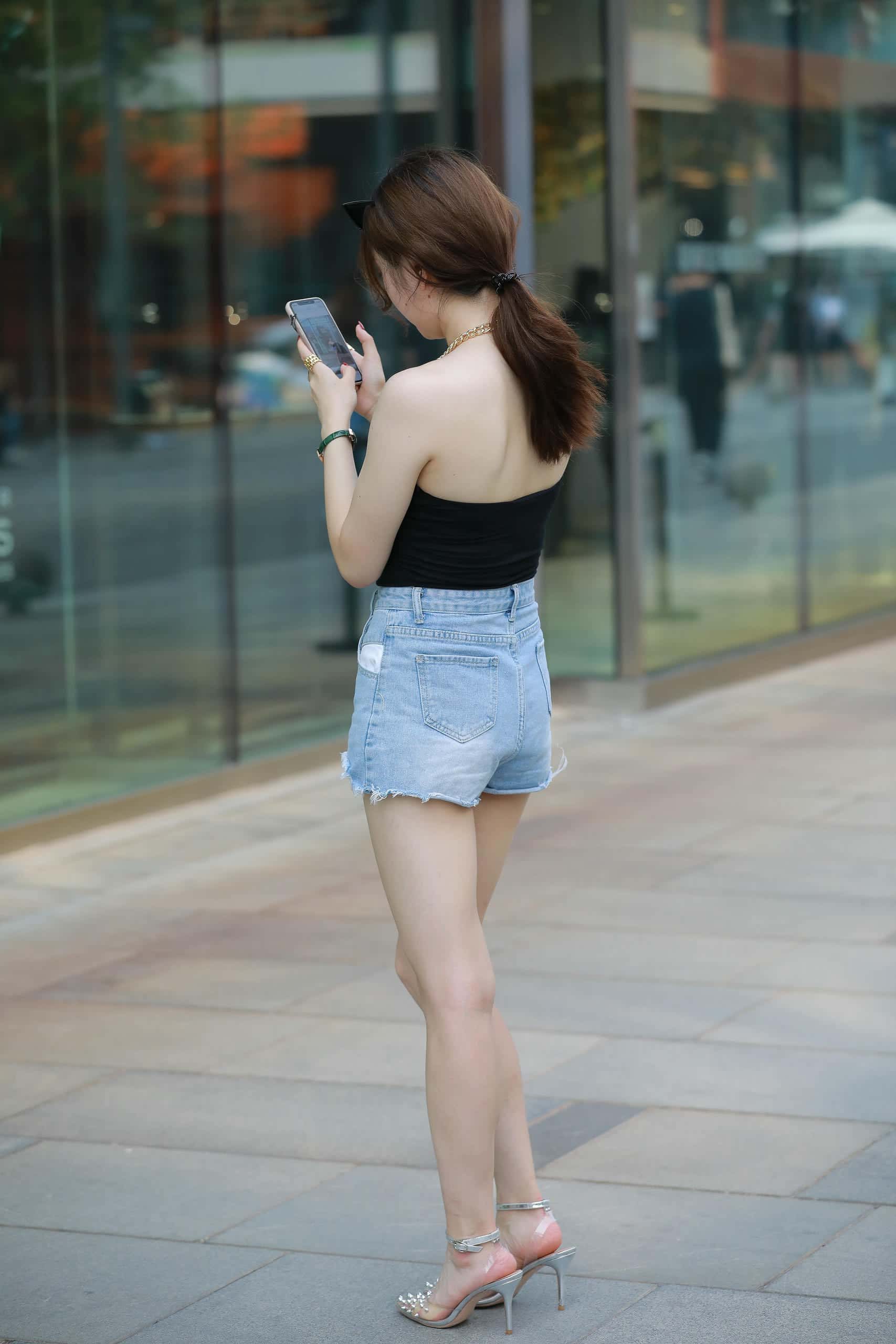 蓝色热裤白嫩香肩【169P】J4790-q图库摄影套图图片大全