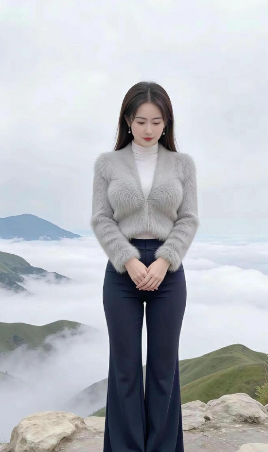 图片[2]-山顶云海配美人-q图库摄影套图图片大全