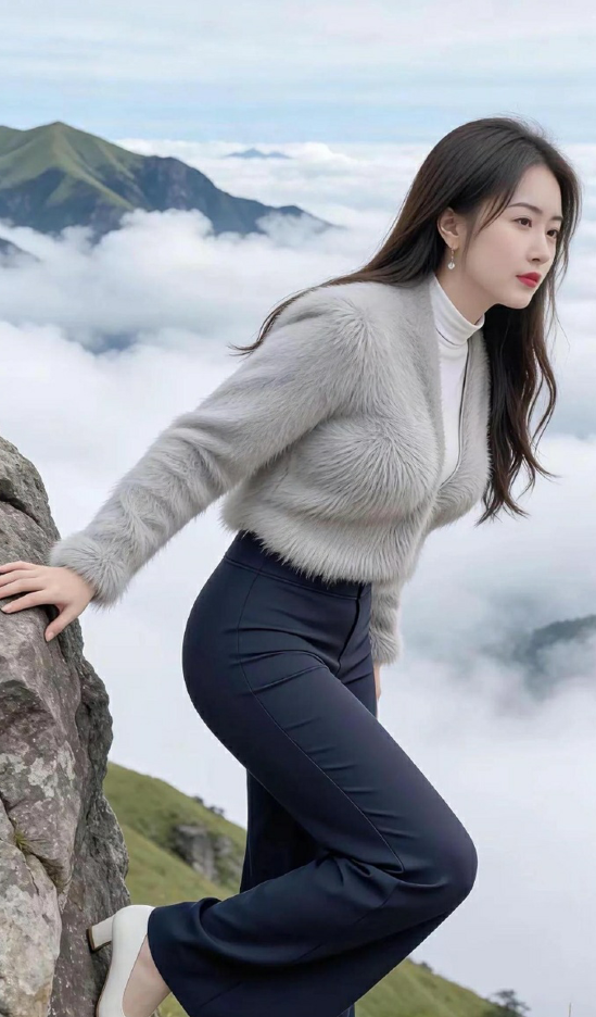 图片[5]-山顶云海配美人-q图库摄影套图图片大全